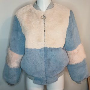 Shaci Full Zip Up Faux Fur Winter Bomber Jacket Women's Cotton Candy Sz S